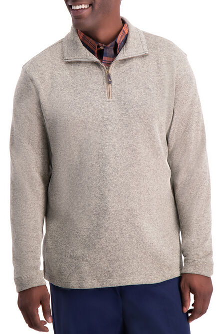 1/4 Zip Knit Fleece Sweater , Khaki view# 1