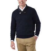 Contrast Shawl Collar with Toggle Sweater, Heather Navy view# 1