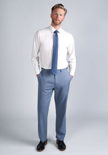 Premium Comfort Tonal Plaid Dress Pant, Chambray
