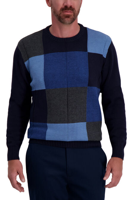 Color Block Crewneck Sweater, Cobalt view# 3