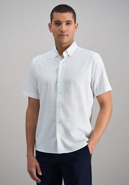 Short Sleeve Performance Button-Down Shirt, Lt Blue