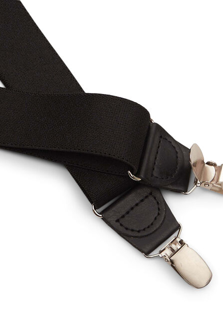 Solid Y-Back Adjustable Clip Suspender, Black view# 3