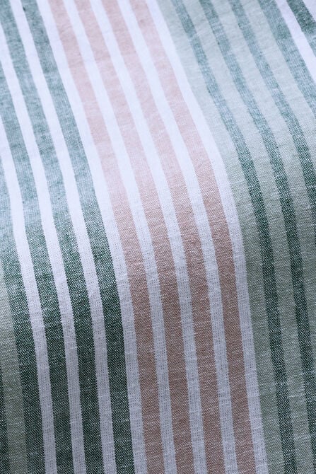 Short Sleeve Linen Stripe Camp Shirt, Pink view# 6