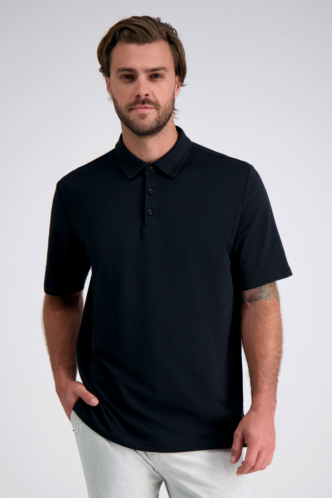 Haggar 2-Color Pique Polo Black (HK10072 Clothing Shirts & Tops) photo