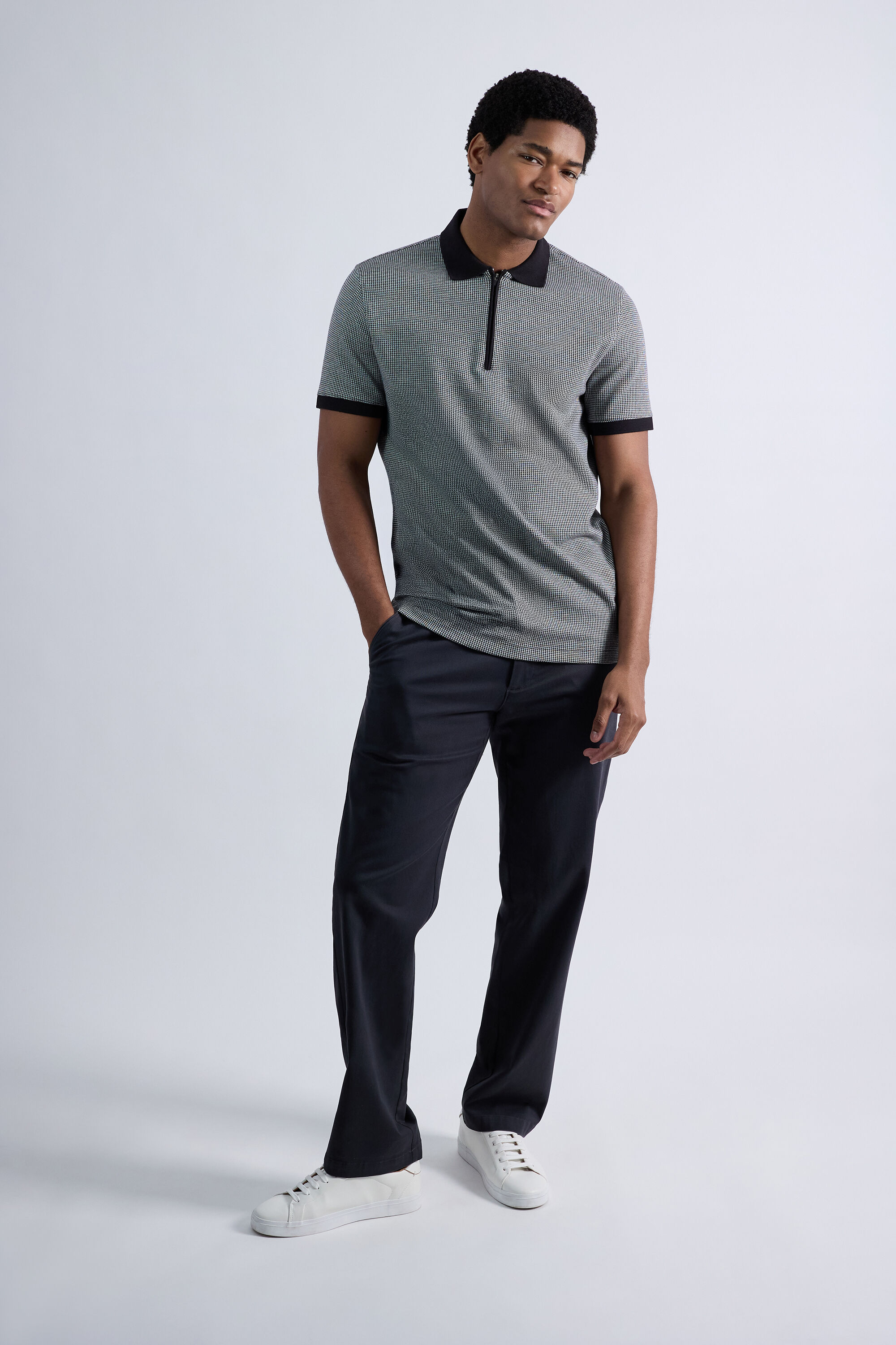Premium Comfort Quarter Zip Houndstooth Polo