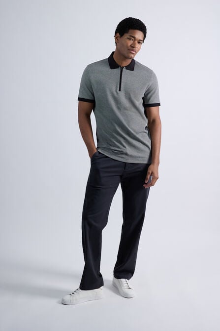 Premium Comfort Quarter Zip Houndstooth Polo, Black view# 3