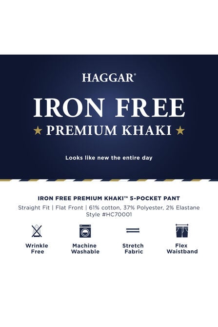 Iron Free Premium Solid 5-Pocket Pant, Dark Navy view# 6