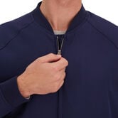 Stretch Gabardine Solid Full-Zip Bomber Jacket, Navy view# 4