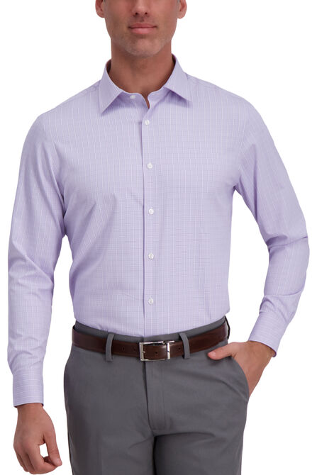 J.M. Haggar Tech Performance Dress Shirt - Windowpane, Purple view# 1