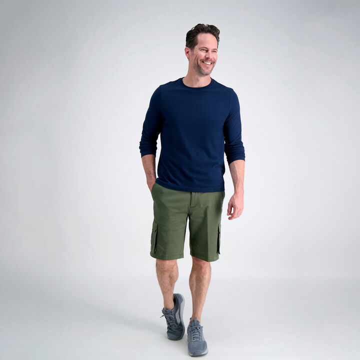 Stretch Cargo Short with Tech Pocket, Olive open image in new window