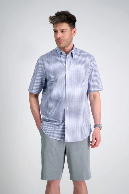 Woven Button Down Shirt - Heather Plaid, Indigo view# 1