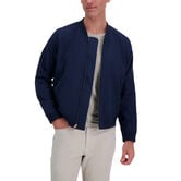 Stretch Gabardine Solid Full-Zip Bomber Jacket, Navy view# 2