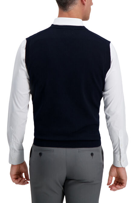 V-Neck Basic Sweater Vest, Navy view# 2