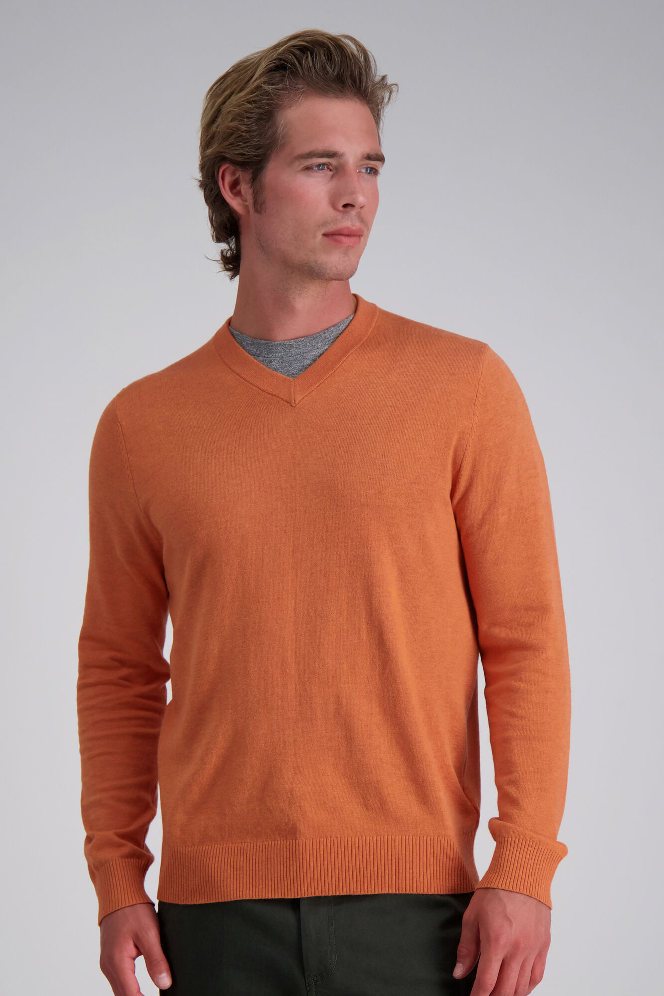 Haggar Long Sleeve V-Neck Sweater Fall Sunset (HF10185 Clothing Shirts & Tops) photo