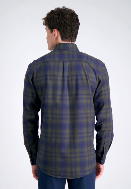 Long Sleeve Brushed Cotton Plaid Shirt, Taupe