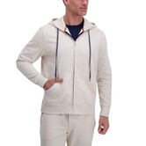 Full Zip Solid Fleece Hoodie Sweatshirt, Oatmeal view# 1