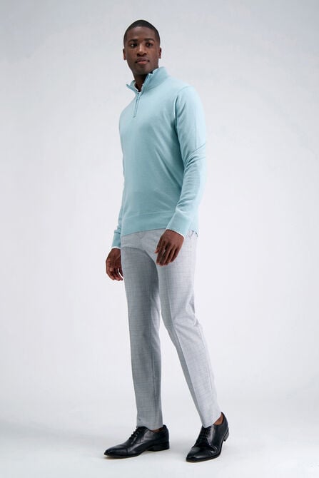Long Sleeve Zip Sweater, Turquoise / Aqua view# 4