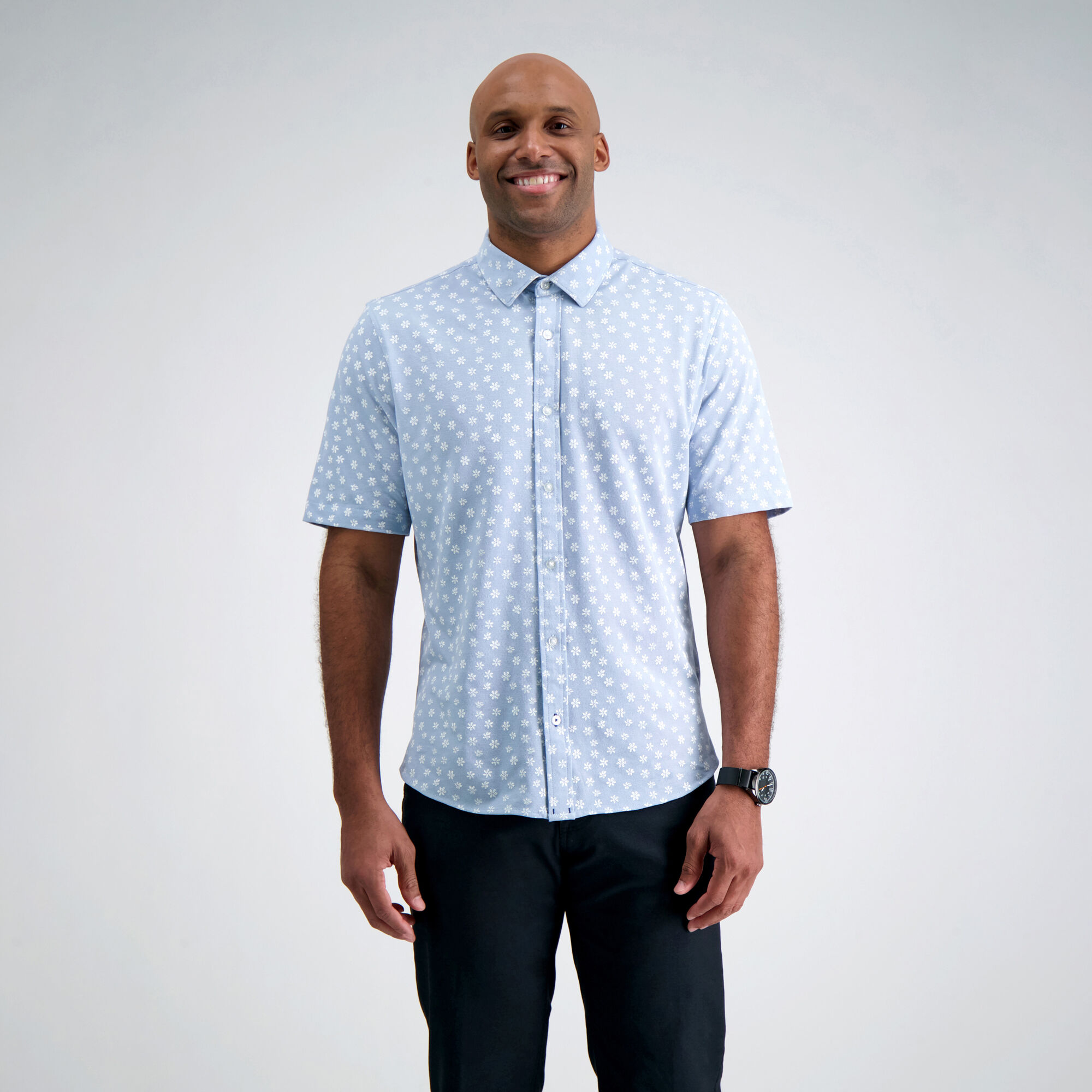Blue Men s Casual Shirts Polos Button Up Men s Shirt Haggar