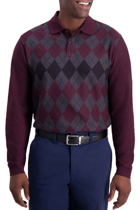 Allover Argyle Long Sleeve Knit Polo,  view# 1