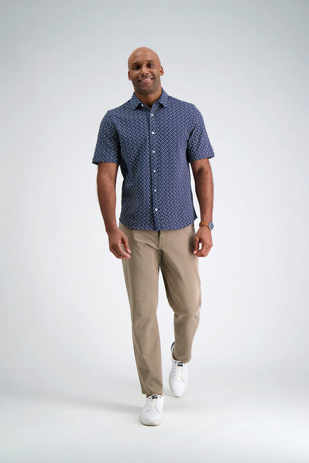 Pique Button Down Shirt - Geo Ditsy, DARK BLUE view# 4
