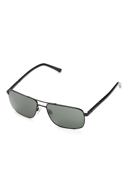 Square Double Bridge Sunglasses, Black view# 3