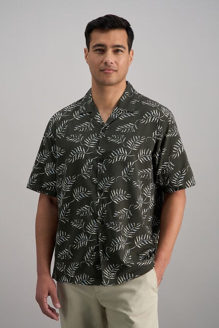 Short Sleeve Tropical Camp Shirt, Charcoal view# 1