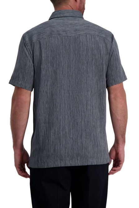 Vertical Marled Striped Microfiber Shirt, Light Grey view# 2