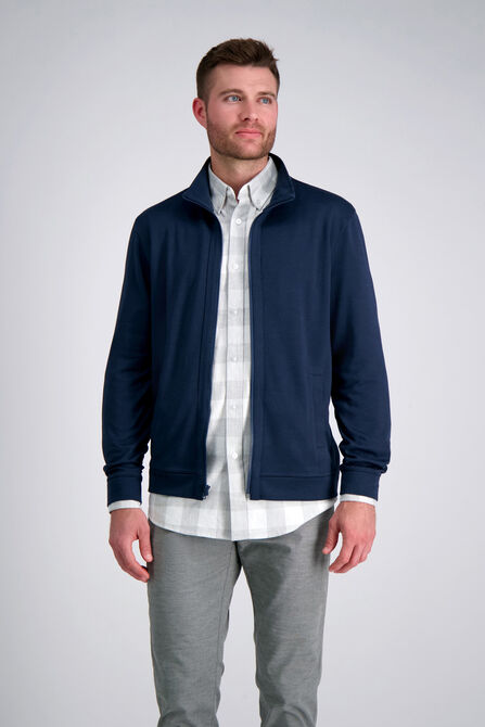 Full Zip Pique, Heather Navy view# 1