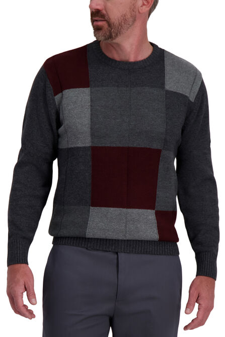 Color Block Crewneck Sweater, Dark Grey view# 1