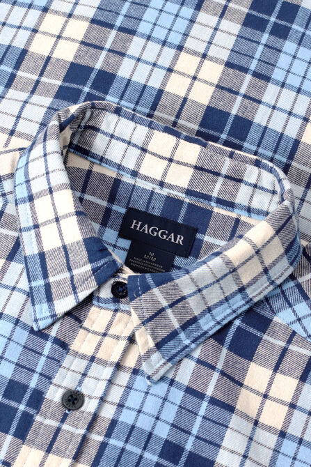 Long Sleeve Flannel Plaid Shirt, BLUE view# 4