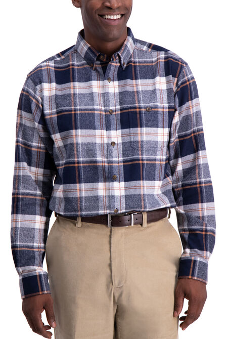 Herringbone Plaid Shirt, Navy view# 1