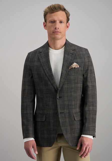 J.M. Haggar Slub Glen Plaid Sport Coat, Brown Heather