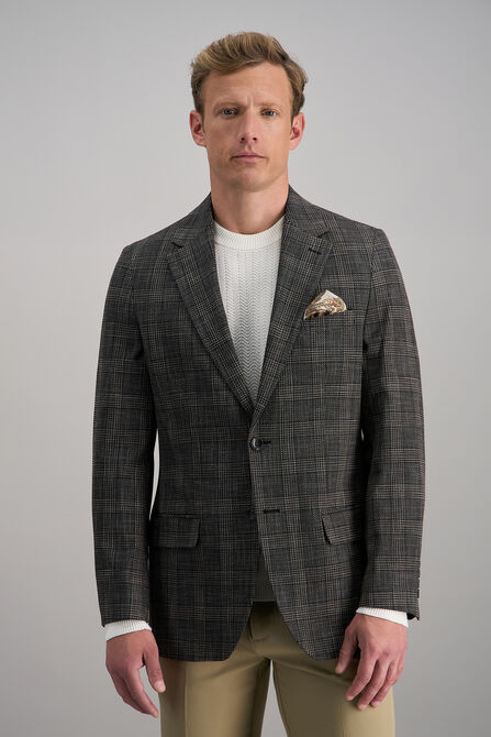 J.M. Haggar Slub Glen Plaid Sport Coat, Brown Heather view# 1