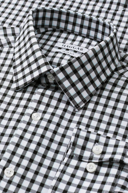 Smart Wash&trade; Dress Shirt - Black Check, Black / Charcoal view# 6