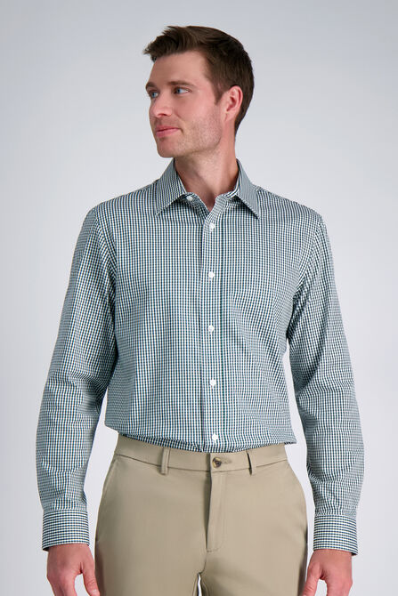 Premium Comfort Dress Shirt - Dark Green Plaid,  view# 1