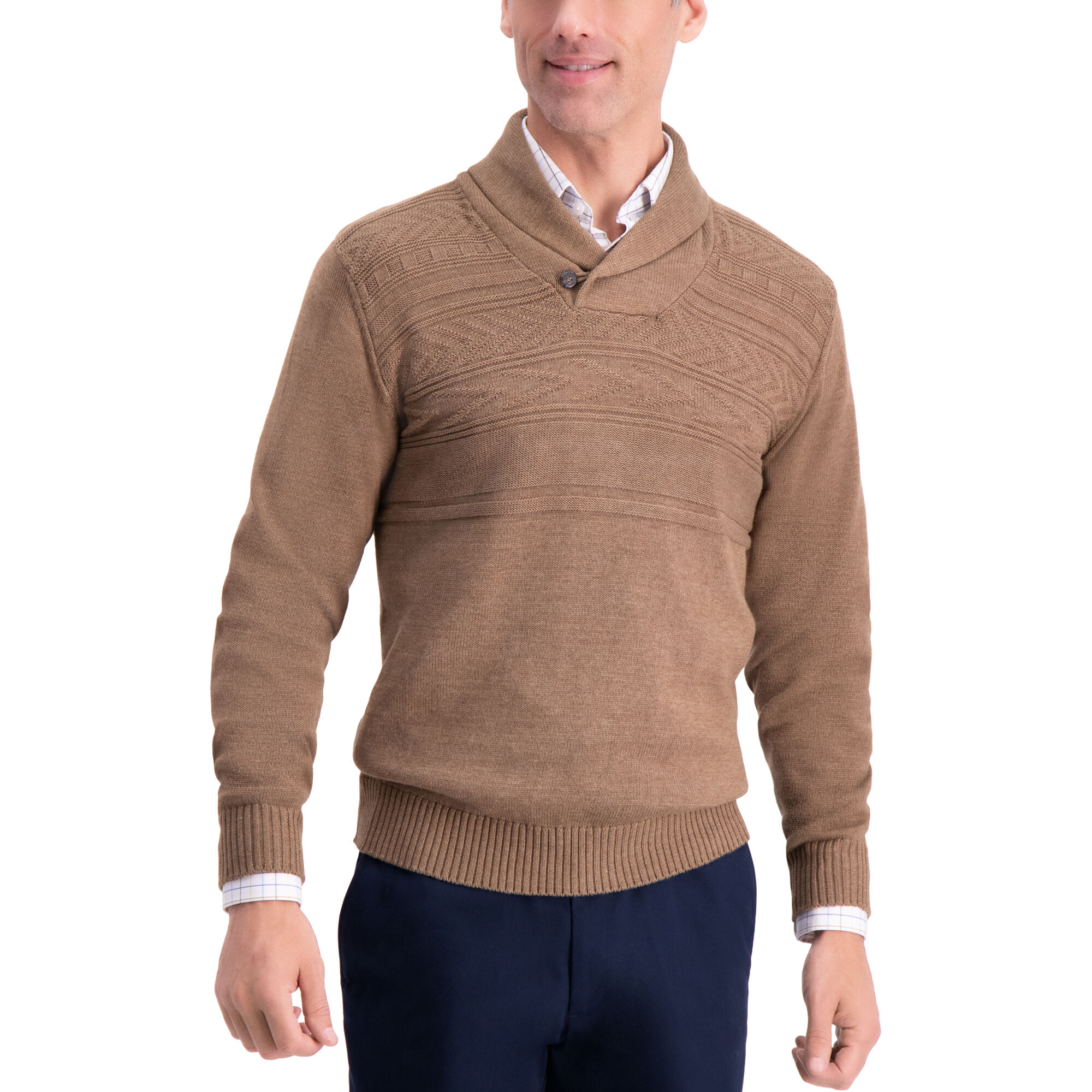 Haggar Texture Shawl Collar Sweater Rust / Copper (HGHF8S6124 Clothing Shirts & Tops) photo