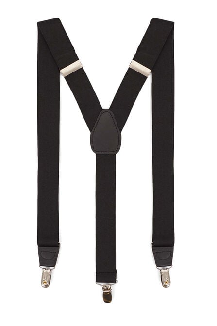 Solid Y-Back Adjustable Clip Suspender, Black view# 1