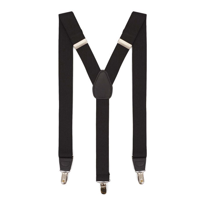 Solid Y-Back Adjustable Clip Suspender, Black open image in new window