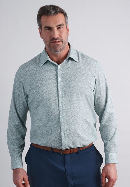 Tall Smart Wash&reg; Dress Shirt - Forest Floral Print, Medium Green