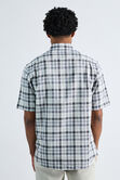 Short Sleeve Button-Down Linen Shirt, Dark Grey view# 2