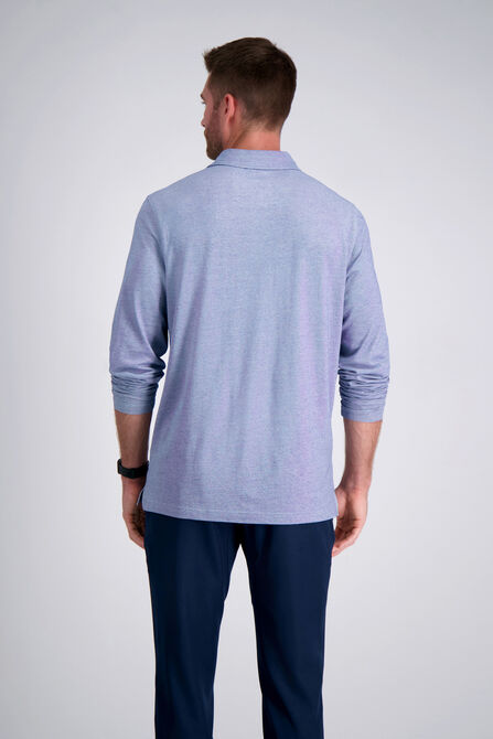 Long Sleeve 2-Color Pique Polo, BLUE view# 2