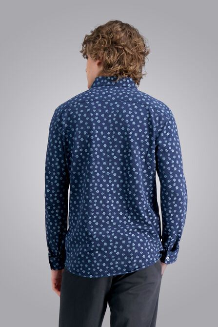 Long Sleeve Floral Pique Shirt, Navy view# 2