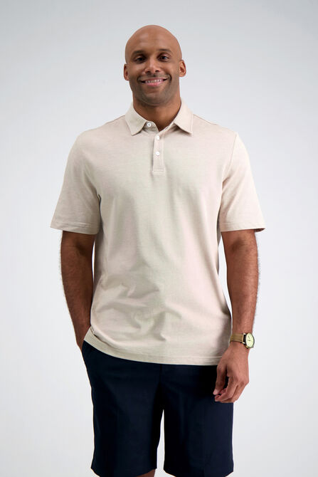 2-Color Pique Polo, Light Beige view# 1
