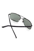 Square Double Bridge Sunglasses, Black view# 2