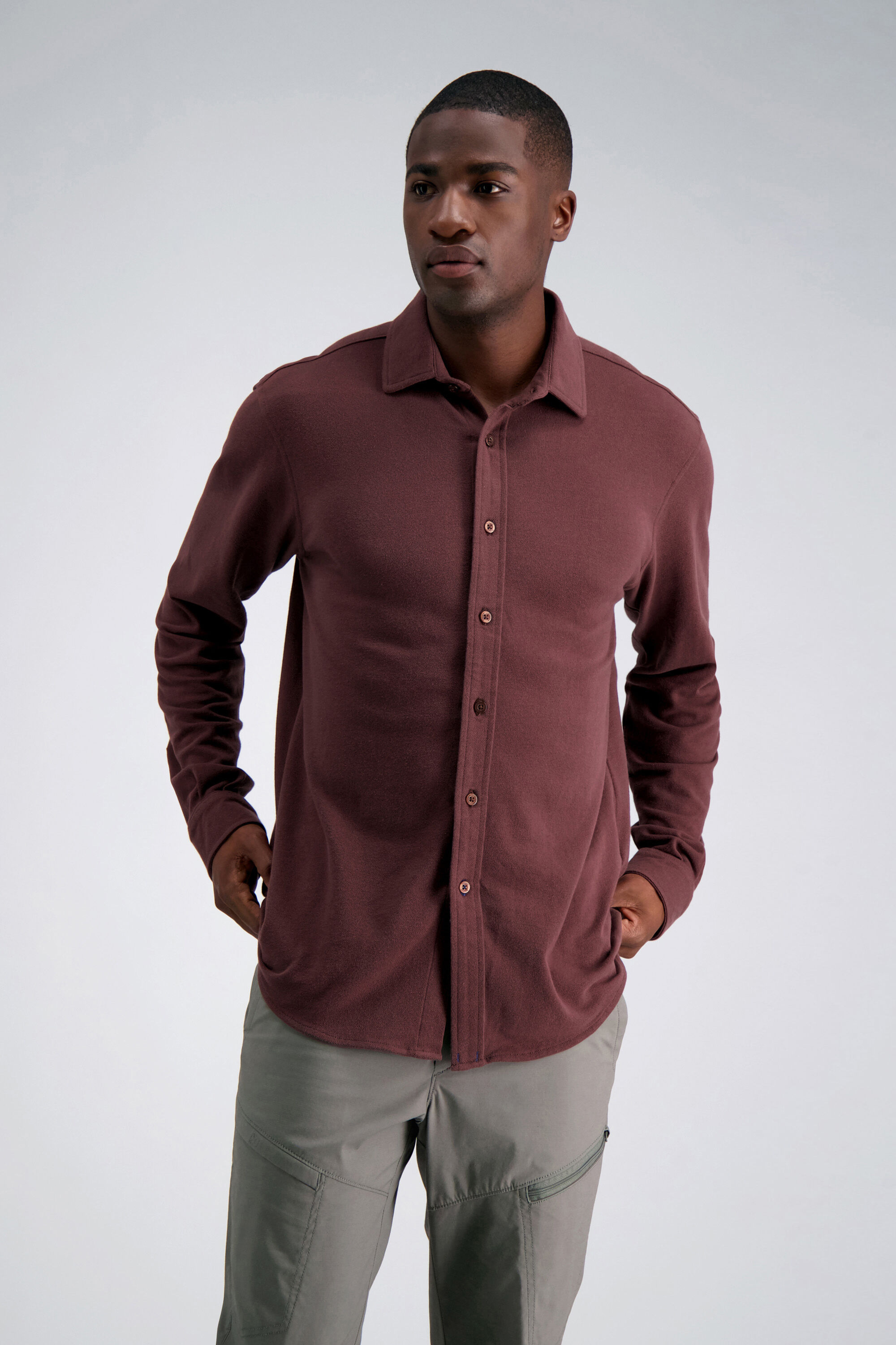 Maroon long sleeve dress shirt clearance