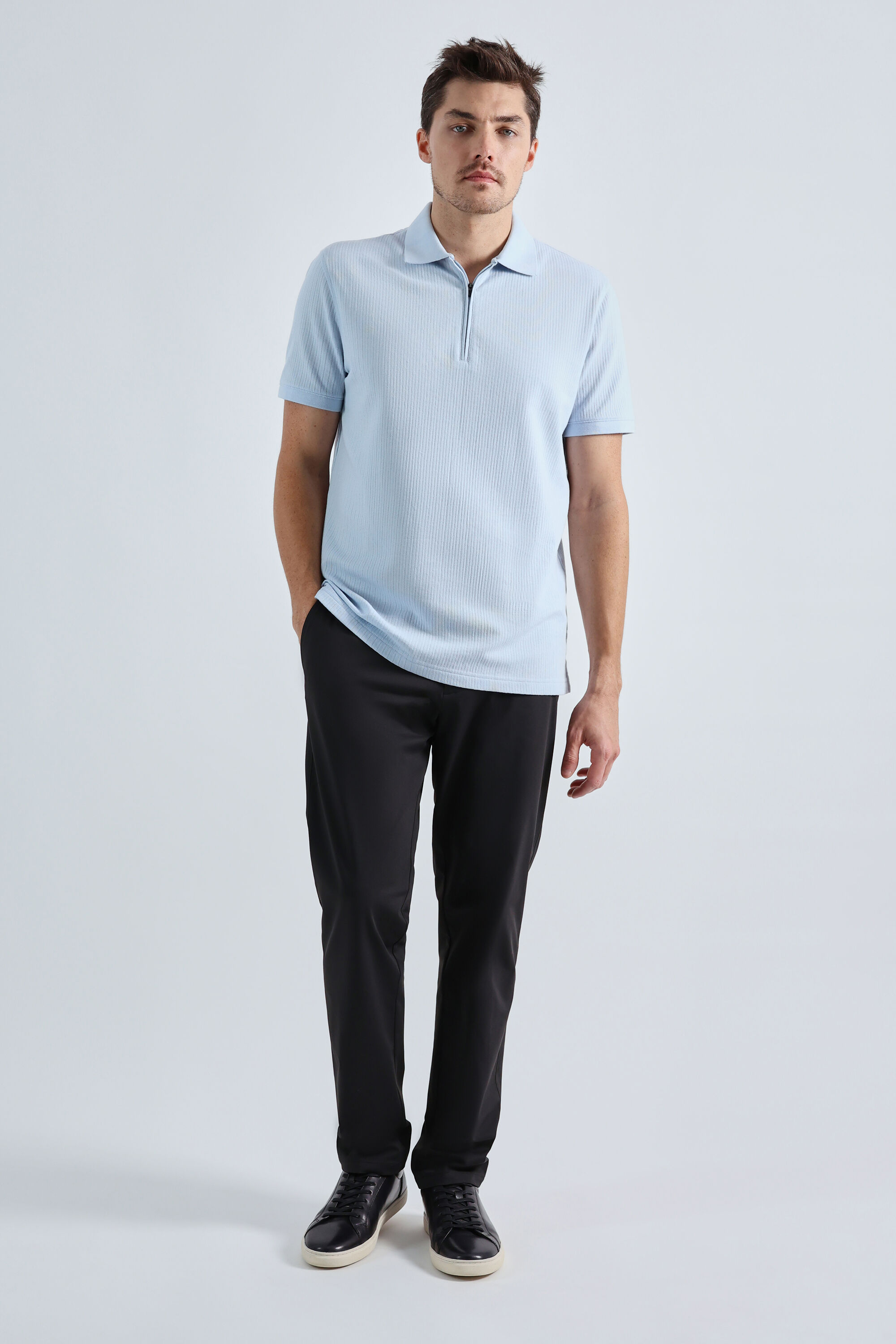 Premium Comfort Quarter Zip Jacquard Polo