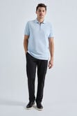 Premium Comfort Quarter Zip Jacquard Polo, Sky view# 3