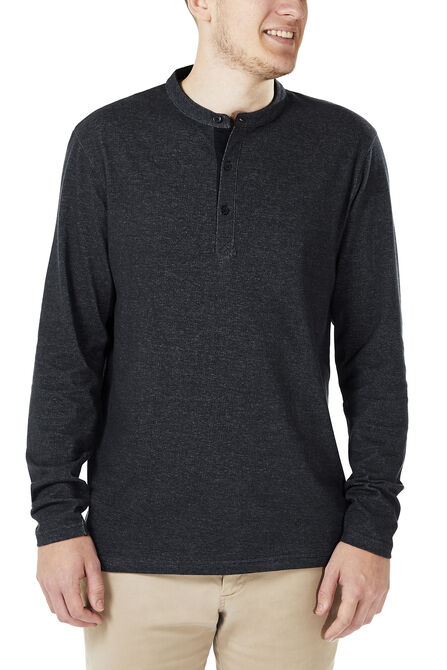 Marl Knit Henley, Navy view# 1