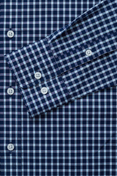 Cotton Dress Shirt - Navy Check, Navy view# 5