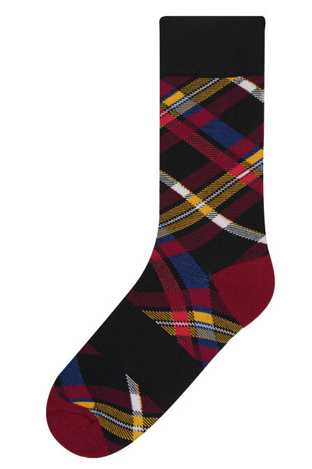 Black Plano Plaid Socks, Black view# 1